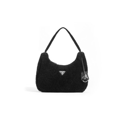 PRADA RE-EDITION 2000 SHEARLING SHOULDER BAG IN BLACK 1NE515 (23*14*5cm) 